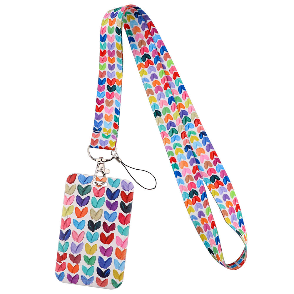 Wholesale Heart-shaped Love Mobile Phone Strap Meal Card Bus Access Control Work ID Brand Hard Shell Card Holder